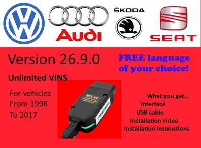 2026 Vcds Vag Com 26.9 Vagcom for VW Audi Skoda Volkswagen and Seat