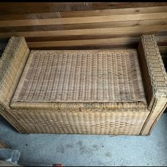 Pair of rattan storage bench