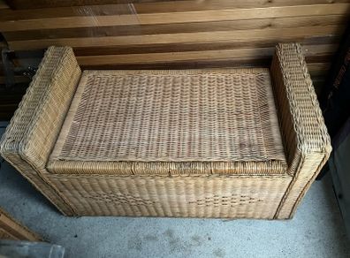 Pair of rattan storage bench