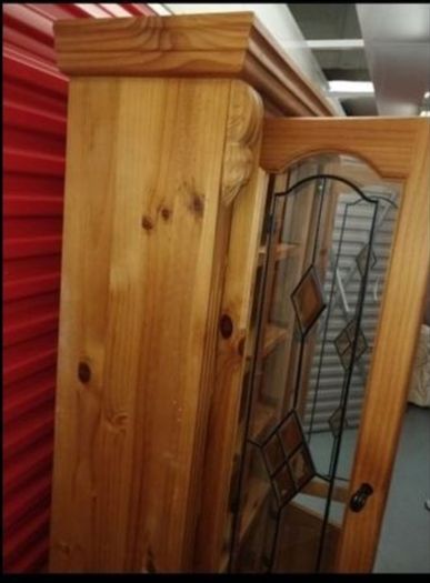 Solid wood Display Cabinet/ Book Case with double doors, shelves and storage.
