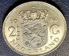 Netherlands 2 1/2 gulden 1980 coin
