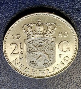 Netherlands 2 1/2 gulden 1980 coin