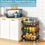 5 Tier Vegetable Fruit Basket for Kitchen, Stackable Metal Fruit and Vegetable Storage Baskets with Rolling Wheels Cart, Pantry organisers and storage for Kitchen Bathroom Livingroom Laundry room Cart Image 4