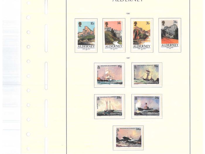 1983-1999 Alderney Stamp collection including commemorative and definitive stamps on Lighthouse hingeless pages (16 pages)