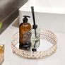 Like new Gold Mirrored Crystal Vanity Tray for Dressers- Round Decorative Serving Tray for Perfume, Jewelry and Makeup Image 3