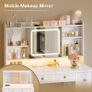 Vanity Desk with Movable LED Mirror and 8 Drawers, Dressing Table with Built-in USB Power Outlets & RGB Light Strip, Vanity Table with 4-Layer Adjustable Shelves, White Makeup Desk 110/40/137cm Image 6