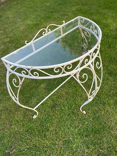 glass top decorative iron side table