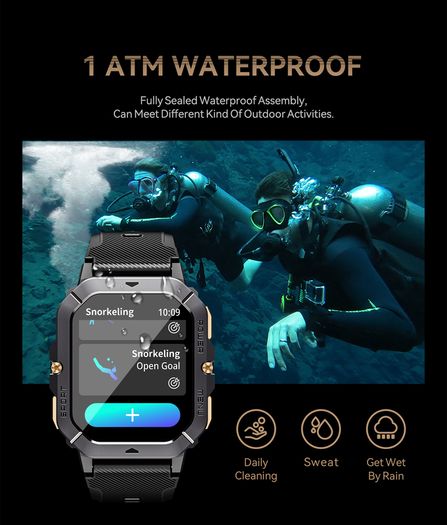 Smart Watch 5ATM Waterproof Inch Full HD Military Watch with Blood Pressure, Smart Watch Men with Heart Rate SpO2 Sleep Monitor Pedometer, 100+ Sports Modes Sports Watch