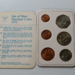 Isle of Man First decimal coin set 1971 | Pobjoy Mint 6 coins with card