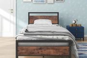 3ft Single Bed Frames Solid Bedstead Base with Wood Headboard
