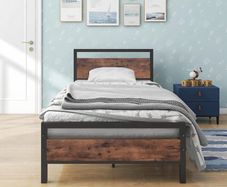 3ft Single Bed Frames Solid Bedstead Base with Wood Headboard