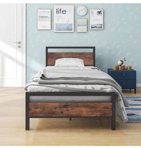 3ft Single Bed Frames Solid Bedstead Base with Wood Headboard