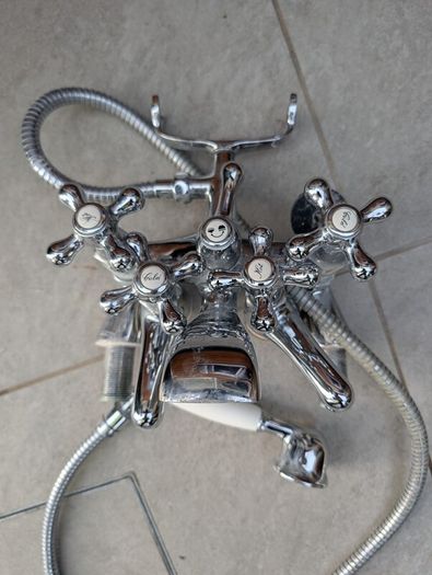 Victorian Style bath shower mixer taps and matching sink taps