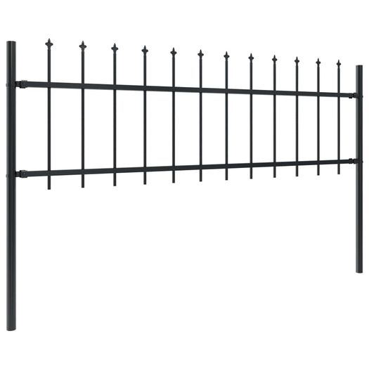 Garden Fence with Spear Top Steel 3.4x0.6 m Black