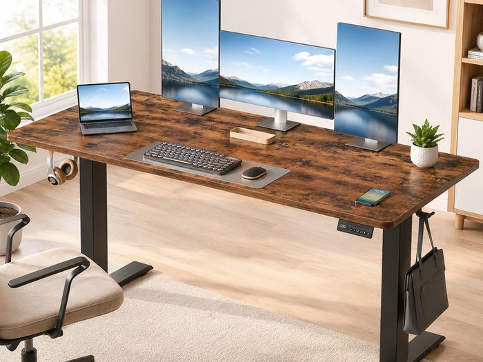 Large Electric Desk 140cm Vintage Brown or White