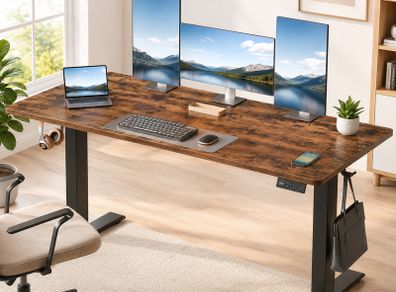 Large Electric Desk 140cm Vintage Brown or White