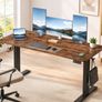 Electric Height Adjustable Standing Desk 140 cm WhiteSit Stand Office Desk with Memory Presets, Cable Management & Hooks Image 2