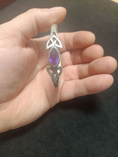 Celtic Silver Bracelet With Amethyst 925