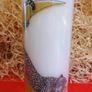 Hand decorated decoupage unscented large white pillar candle with leopard&crescent print Image 2