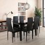 Extendable Glass Dining Table Set with 6 Faux Leather Chairs Black & White Elegant and Modern Image 5