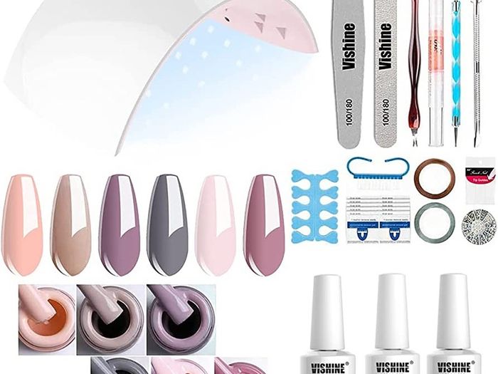 Gel Nail Polish Starter Kit - 6 Colors Gel Polish Set Base Top Coat, 36W UV LED Nail Lamp with Full DIY Gel Manicure Nail Tools 8ml (FREE POSTAGE)