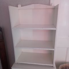 White shelving units