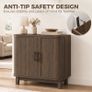 Sideboard Buffet Cabinet with 2 Curved Doors, Adjustable Shelf and Legs Dark Walnut Image 6