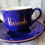 Harrods Knightsbridge 2 Royal Blue Cobalt Gilded  Cups & Saucers Image 3