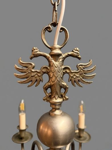 Vintage Chrome Flemish Eight Branch Chandelier
