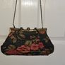 Vintage 1970s Ladies Floral Bag black, pink and orange Image 4