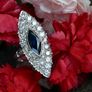 Large Antique Sapphire & Diamond Marquise Ring Image 4