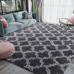 ug for Living Room, Non-Slip Rug, Soft Rug, Shaggy Rug, Rectangular Rug, Luxury Comfortable for Living Room, Bedroom, Floor Mat (Light Black, 135 x 185 cm)