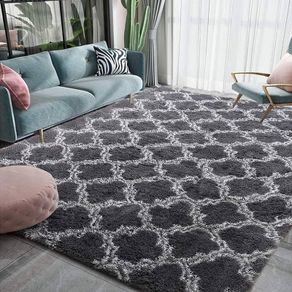 ug for Living Room, Non-Slip Rug, Soft Rug, Shaggy Rug, Rectangular Rug, Luxury Comfortable for Living Room, Bedroom, Floor Mat (Light Black, 135 x 185 cm)