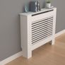 High Radiator Cover Wood Cabinet: External 92cm Height White Medium Heater Covers Internal Heights 90cm Horizontal Slats Modern Tall Radiator Shelf Thicken MDF Wooden Kitchen Bedroom Image 3