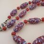 Antique Venetian Style Feather Desgin & Venetian Red WhiteHeart Glass Beads Necklace Image 2