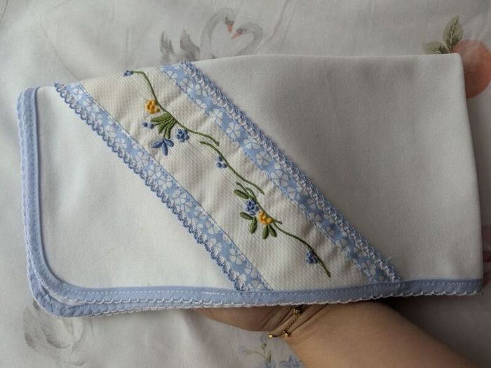 Hand-Embroidered Baby Comforter  Traditional Madeira Embroidery