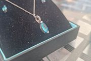 Solid 925 Silver Ladies Chain and Earrings Set