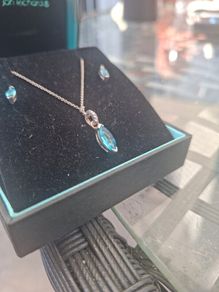 Solid 925 Silver Ladies Chain and Earrings Set