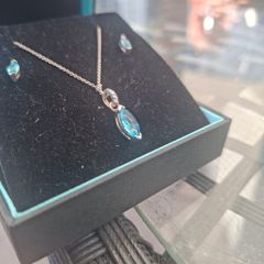 Solid 925 Silver Ladies Chain and Earrings Set