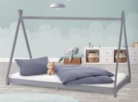 main image for ad Children's bed tepee with slatted frame Kids bed 90x200 cm light gray wood