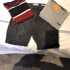 Men's black shorts and 2 t shirts