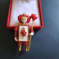 Queen of Hearts Brooch Enamel Pin Playing Cards Figure Alice in Wonderland Inspired Brooch Badge