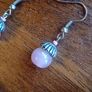 Pink stone silvery earrings Image 3