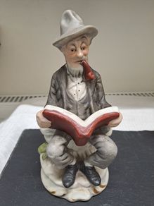 Vintage Porcelain Gentleman Reading Figurine