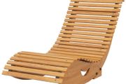 Outdoor Rocking Chair w/ Slatted Seat, Wooden Rocking Chair, 130cm x 60cm x 60cm, Teak