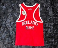 BERNARD DUNNE TEAM IRELAND fight ring worn amateur boxing singlet vest
