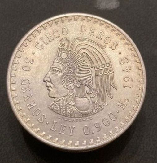 Five Mexican silver coins. .900. See below for details.