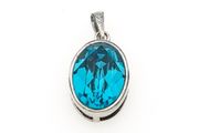 925 Vintage Sterling Silver Blue Crystal Pendant