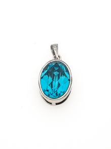 925 Vintage Sterling Silver Blue Crystal Pendant