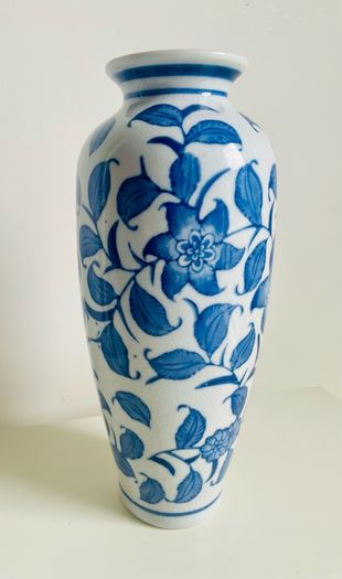 vase Vintage Blue White Crackle Glaze Floral Vase 25cm Price